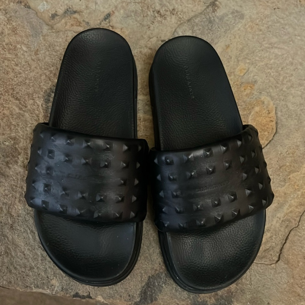 ALLSAINTS Black Leather Upper Slides